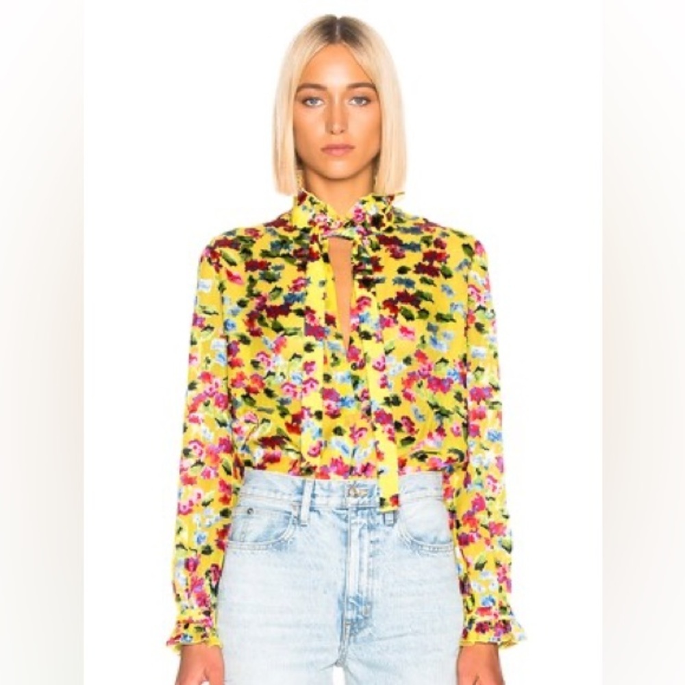 Saloni Yellow Gardenia Emile Silk Blend Blouse, 2, Euc, $375 Msrp